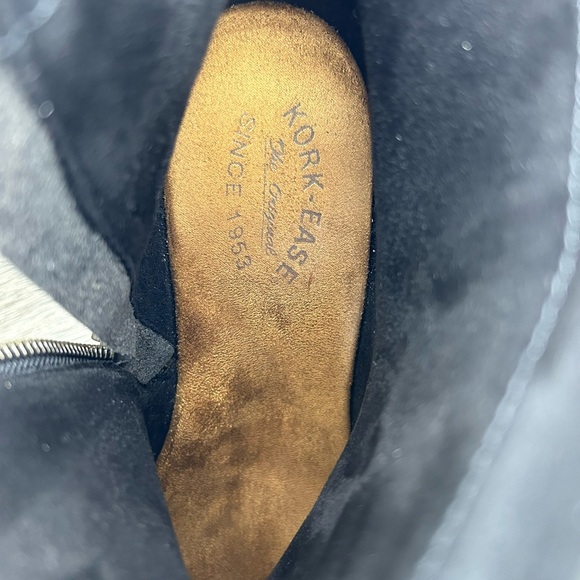 Kork-Ease Black Leather Platform Ankle Boots Wooden Heel Boho Size 11 - Picture 13 of 16